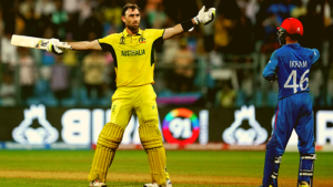 Australia's Glenn Maxwell celebrates his double century 