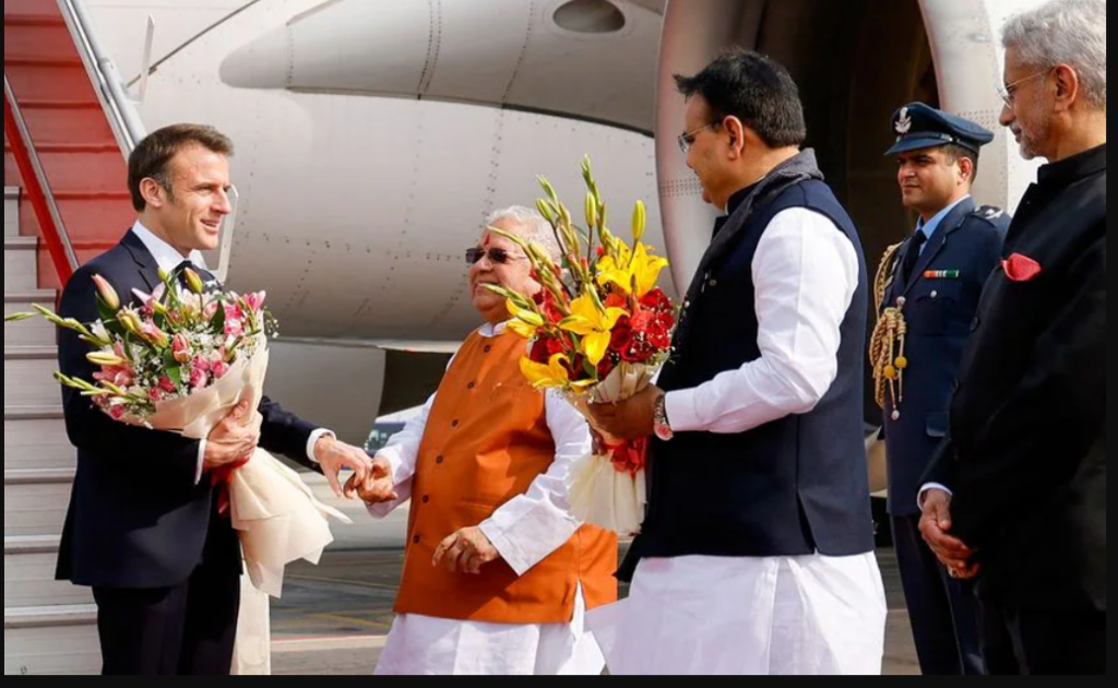 French President Emmanuel Macron arrived in India